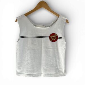 Santa Cruz CUT Skateboards Women's White and Red Tank Top